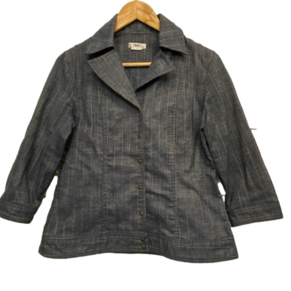 𝅺LADIES Veeko cute 3/4 sleeve fitted denim look jacket made in France